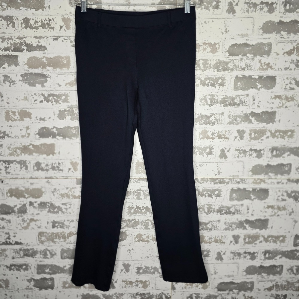 Quince Pants Womens M Navy Blue Pull-On Elastic Waist Ponte Straight Leg Comfort